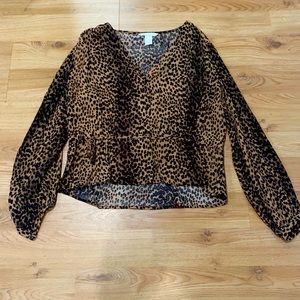 H&M long-sleeve animal print blouse